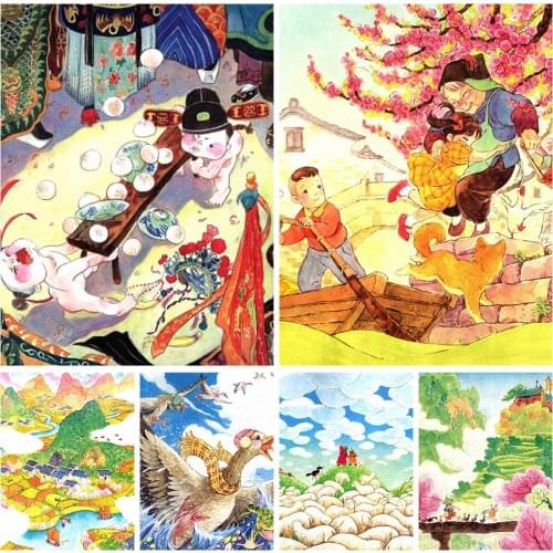 5D DIY Diamond Painting Folk Hand-painted Rhinestone Inlaid Embroidery Handmade Art Decorative Painting Can Be Customized