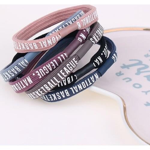 6Pcs/Set Fashion Sport Style Hair Band Letter Simple Elastic Hair Tie Scrunchie Hair Accessories for Girls Women Ponytail Holder