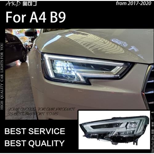 AKD Car Styling for A4 B9 Headlights 2017-2020 A4L RS4 Headlight DRL Hid Head Lamp LED Projector Lens High Low Beam Accessories