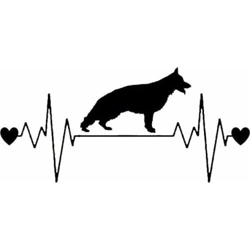20.3cm*9.5cm German Shepherd Heartbeat Lifeline Window Bumper Car Sticker Decal PVC