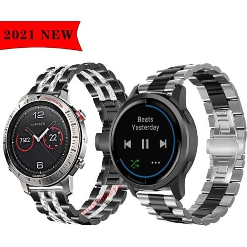 22mm Stainless Steel watchband for Garmin Active vivoactive 4 Venu Sq Strap wrist band for Garmin chronos wristband Bracelet