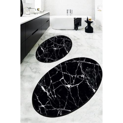 Black Marble Black White Marble 2li Washable Toilet Seat Pad Bath Mat Doormat