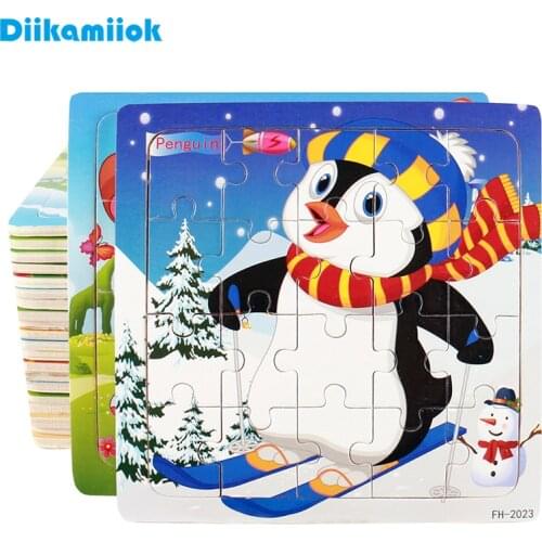 Hot Sale 20 Slice Wooden Puzzle Toy Children Baby Educational Learning Toys for Kids Cartoon Animals Vehicle Wood Jigsaw Puzzles