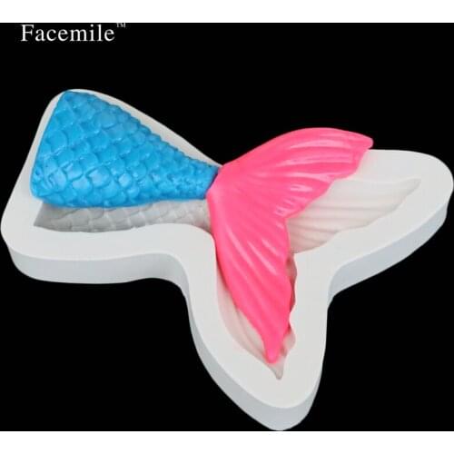 Facemile Silicone Fondant Mermaid Mold Gift Molds 3D Fish Moulds Soap Mold Chocolate Mould for The Baking Tools Gift 50-189