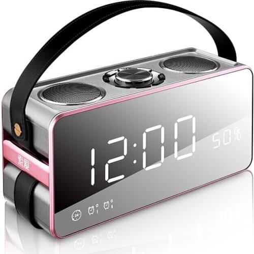 Fad Bluetooth Speaker Wireless Outdoor 25W 3D Surround Subwoofer Mirror Double Alarm Clock Home Desk Speakers Support TF AUX