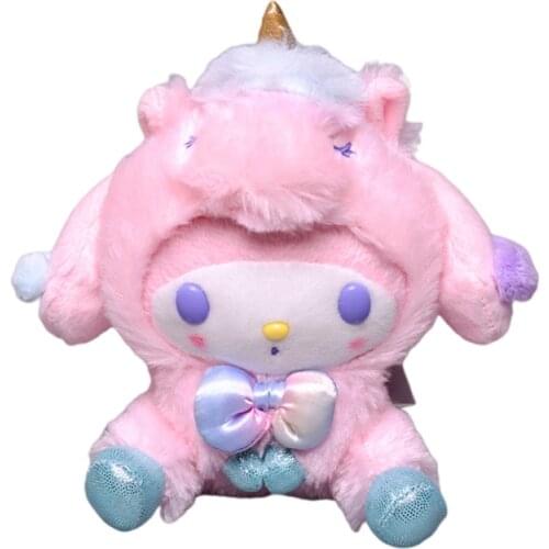 3 Styles Anime Plush Cute Kawaii Kuromi Cinnamoroll My Melody Plush Transform Into A Unicorn Pendant Kid Toy Girl Gift