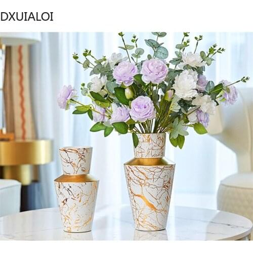 Nordic style light luxury ceramic vase marble pattern vase home decoration ornaments modern minimalist creative office flowers