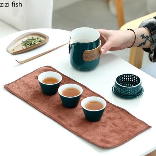 Ceramic Tea Set Outdoor Tea Utensils One Pot Three Cups Travel Tea Making Equipment Kung Fu Tea Set Teapot Teacup Teaware Sets