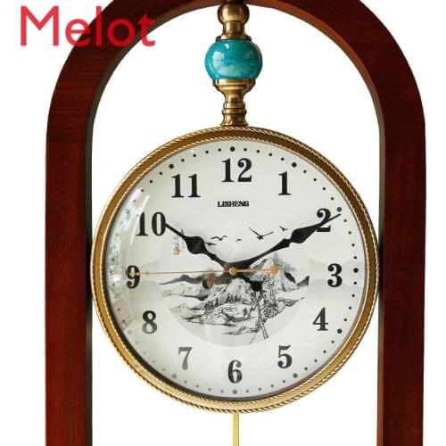Chinese Solid Wood the Grandfather Clock Living Room Retro Vertical Mute Standing Grandfather Clock Large Decoration Old Clock