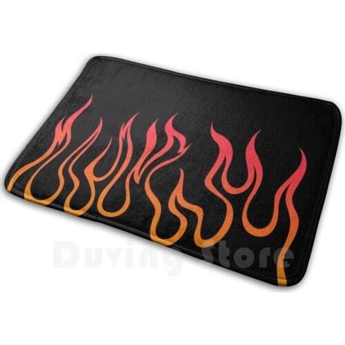 Orange And Red Flames Mat Rug Carpet Anti-Slip Floor Mats Bedroom Billie Creepy Font Belly Ache Bellyache Horror Font Vsco Girl