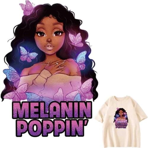 Beautiful Butterfly Girl Iron-On Transfer For Clothing Applique Washable T-Shirt Thermo Adhesive Patches Fashion Clothes Sticker