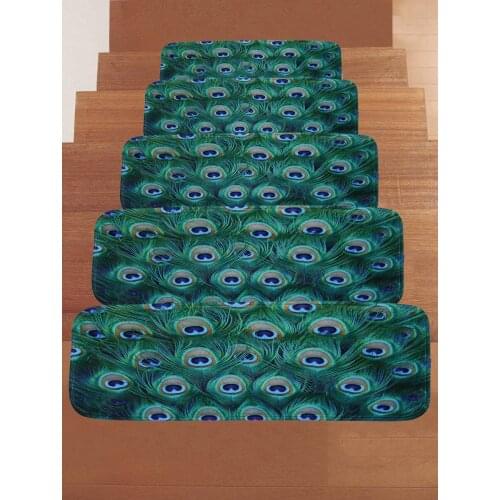 Creative Peacock feather Mat Carpet home bedroom door non-slip stair mat custom wholesale