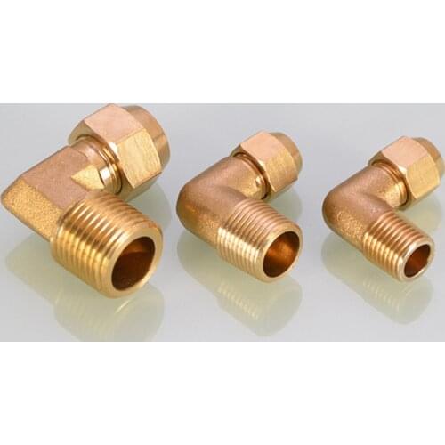1/4" 3/8" 1/2" BSP Male Thread Brass Flared Elbow Pipe Fitting Connector Adapter Air Conditioning Refrigeration Accessories