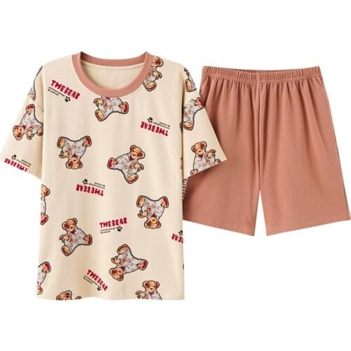 Summer Short Sleeved Home Wear 2021 Spring Women Pajamas Set Long Pant Pyjamas Sets Cotton New Sale Women Leisure Sleepwear Set