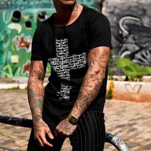 T-shirt Round Neck Summer Digital Printing Design Western Style 2021 Summer New Fashion Simple Loose Casual Solid Color
