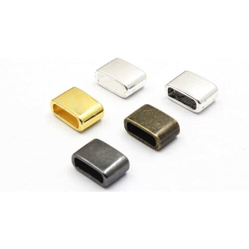 50pcs Silver Tone Slider Flat Tube for Bracelet Necklace Cord watch Chain Beads DIY Making Accessory 12x8mm Hole: 9x3mm K01221