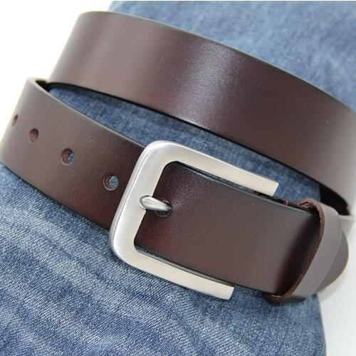 Mens Metal Alloy Pin Buckle Jeans Belt Fashion Business Genuine Leather Male Youth Luxury Retro Classic Waist Belts 2021