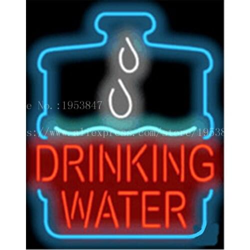 Drinking Water neon sign Handcrafted Light Bar Beer Pub Club signs Business Signboard diet buffet food 19"x15"