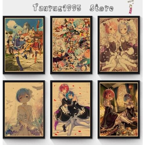 New RE ZERO - Starting Life in Another World Kraft paper Posters Cartoon Prints Clear Image Home Decoration Livingroom
