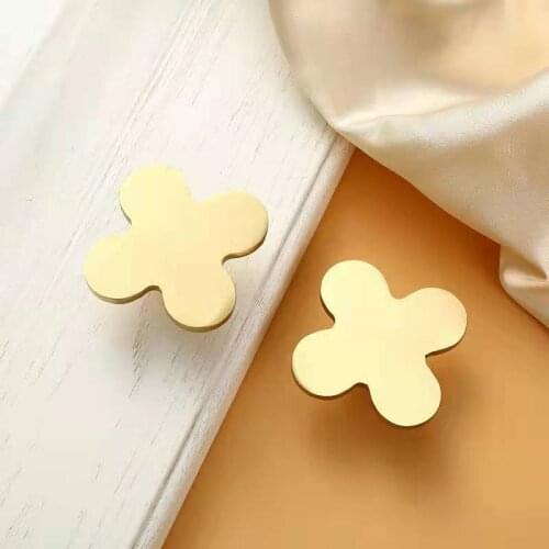 Hollow Single-hole Cabinet Door All-copper Knobs Modern Style Plum Blossom Handle Home Kitchen Golden Drawer Handles