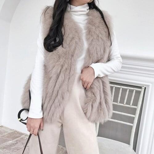 Real Coat Women Clothes Winter Sleeveless Fox Fur Vest Vintage Slim Jacket Female Outerwear Manteau Femme Hiver ZL656