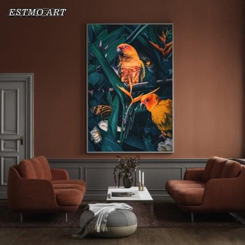 Parrot Animal Posters Canvas Painting wall art picture custom print Nordic Room Decoration Abstract art painting
