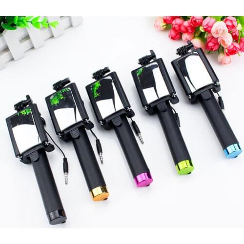 Portable Handheld Selfie Stick Extendable Monopod With Back HD Mirror For iPhone 5 6 Plus Samsung Huawei Sony LG Xiaomi
