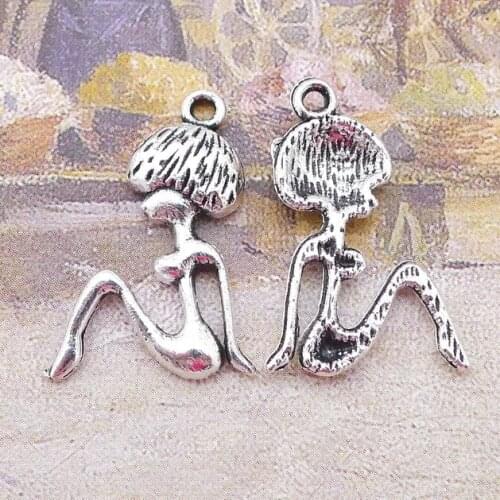 Newest 20Pcs 14*22mm Antique Silver Color Alloy Pretty Girl Charms Necklace Earrings Pendant For DIY Jewelry Making Wholesale