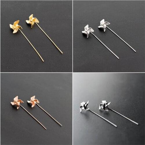 Simple Piercing Jewelry Hot Sale Windmill Stud Earrings Womens Fashion S925 Long Ear Line For Wedding Party New Year Gift