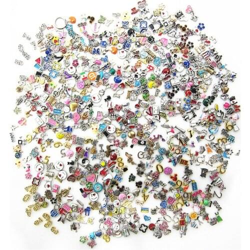 Random Mixed 100pcs/lot Crystal Love Music Flower Floating Charms for Floating Memory charms Lockets DIY Jewelry