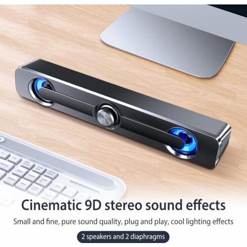 USB Wired Powerful Computer Speaker Bar Stereo Subwoofer Bass Speaker Surround Sound Box For PC Laptop Phone Tablet MP4 V-111