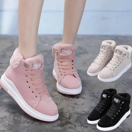 Women Wedge Sneakers 2020 New Winter High Top Boots Female Outdoor Sneakers Vulcanized Shoes Casual Warm Snow Boots Plus size40