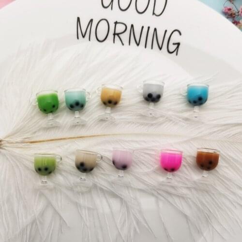10pcs/lot 18*12m Cute Goblet Resin Charms Pendants Drink Pearl Milk Tea Pendants Finding DIY Earrings Jewelry Accessories FX425