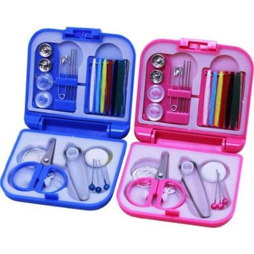 100set Portable Travel Sewing Kit Thread Needles Mini Plastic Case Scissors Tape Pins Thread Threader Set Home Sewing Tools#8320