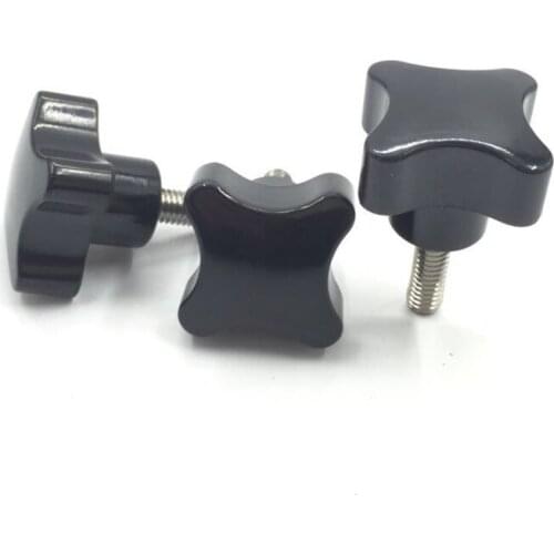 2pcs M5 Stainless Steel Rod Four-Star Plastic Head Hand Screws Bolts Four-Corner Handle Screw Cross Knob Bolt 8mm-70mm Length
