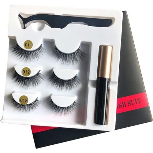 Mixed 3 pairs of Magnetic eyelashes Magnetic Eyeliner Set with Eyelash curler Magnetic lashes