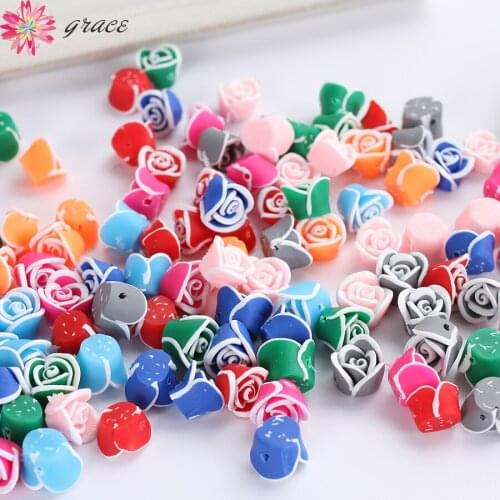 30pc/lot 11mm Flatback Retro Mini Polymer Clay Plumeria Flower Beads Assorted Diy Craft Art Cosmetic Decoration Materials