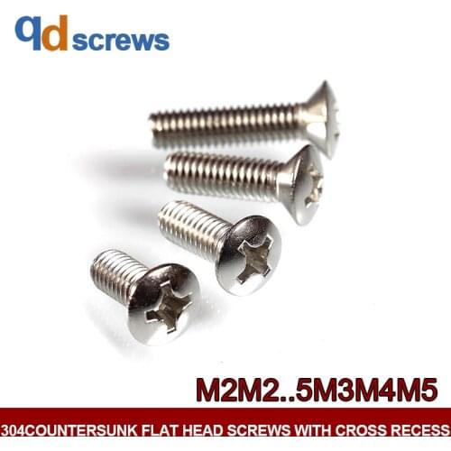 304 M2M2.5M3M4M5 Countersunk raised head screws with cross recess half countersunk half-Phillip flat screw GB820 DIN966 ISO 7047