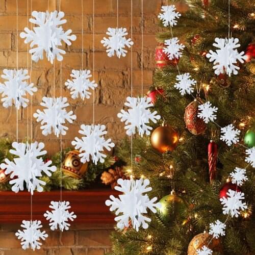 3M 3D Artificial Snowflake Paper Garland Banner Frozen Party Supplies Christmas Decorations for Home Wedding Birthday Party Snow