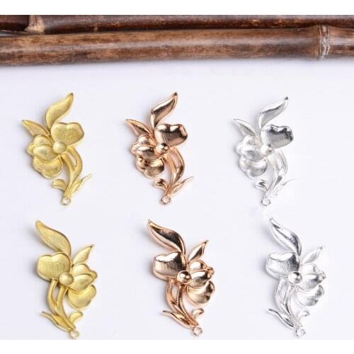 5 Pieces/Lot 50*27mm Copper Flower Pendant Ancient Style Wedding Bride Hair Accessories DIY Jewelry Settings