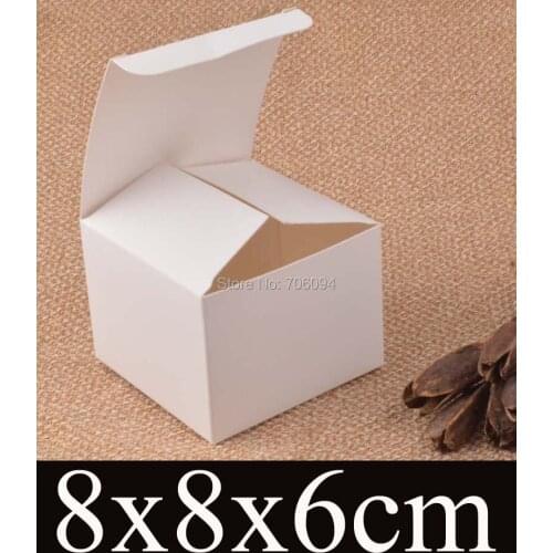 8*8*6cm Cosmetic/Jewerly white paper box 3.1''*3.1''*2.4'' handmade gift boxes,Essential oil box,custom box logo 100pcs/lot