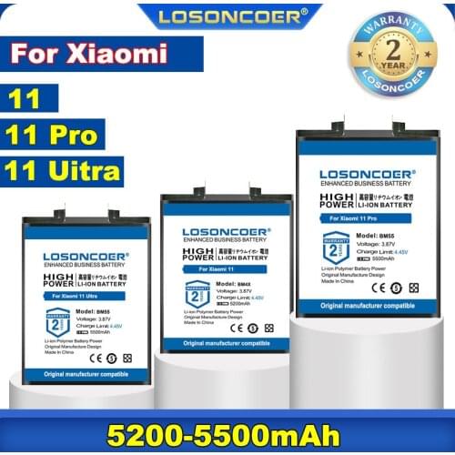100% Original LOSONCOER NEW BM55 BM4X 5200-5500mAh Battery For Xiaomi Mi 11 pro 11pro 11 Ultra Mobile Phone Battery