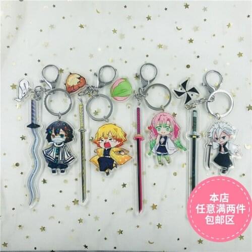 Demon Slayer Anime Keychains Kanroji Mitsuri Kochou Shinobu Kamado Tanjirou Nezuko Cartoon Acrylic Double Sided Pendant Gifts