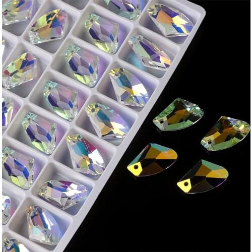 20Pcs Shiny AB Austria Crystal Pendant Charms 11x19mm Glass Irregular Beads For DIY Making Earing Jewelry Needlework Accessories