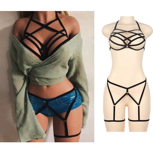 -New Black Fashion Sexy Elastic Strap Kit Sex Accessories Belt Punk Wear Women Suit Sexy Lingerie Binding Body Elastic Harness