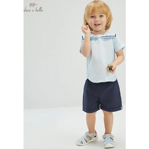 DB16908 dave bella baby boys summer casual letter clothing sets kids boy fashion short sleeve sets children 2 pcs suit