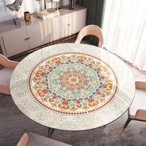 European Bohemian Round Table Cloth 1.5mm thickness custom PVC waterproof oilproof table mat party table deco protector placemat