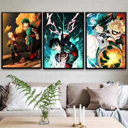 HD Hot Japanes Figure Anime My Hero Academia Anime Figure Canvas Painting Posters Kids Room Living Art Home Wall Decor Picture