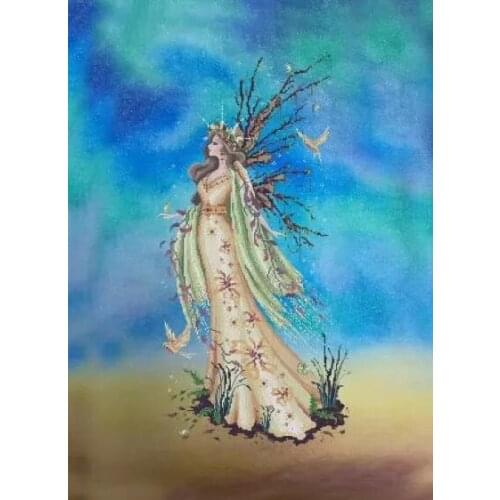 2th Artistic hand-dyed hand-painted cross-stitch cloth with beaded metal thread cross-stitch kit MD angel styles cross stitch