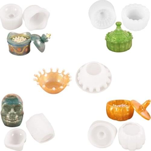 Storage Box Silicone Molds Crystal Gift Box Epoxy Resin Mold Crown Skull Box Mould For DIY Craft Jewelry Making Supplies